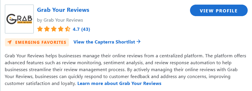 Capterra - Emerging Favorites