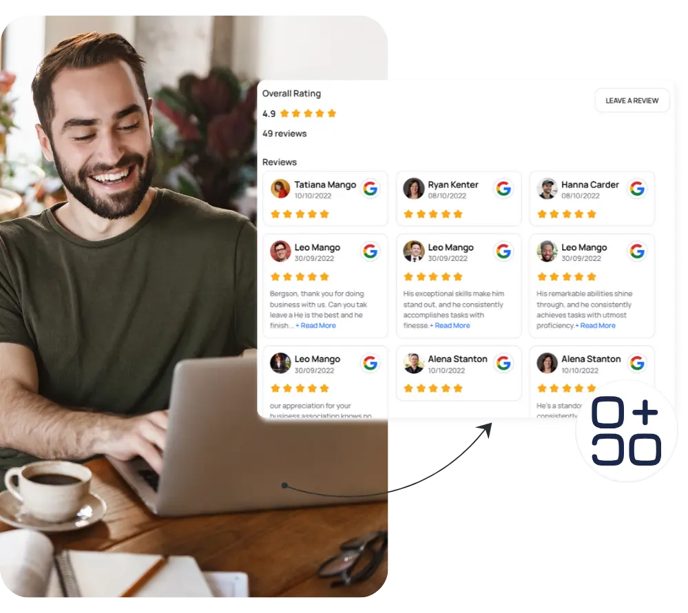Showcase reviews under website using Grab Your Reviews website Widgets